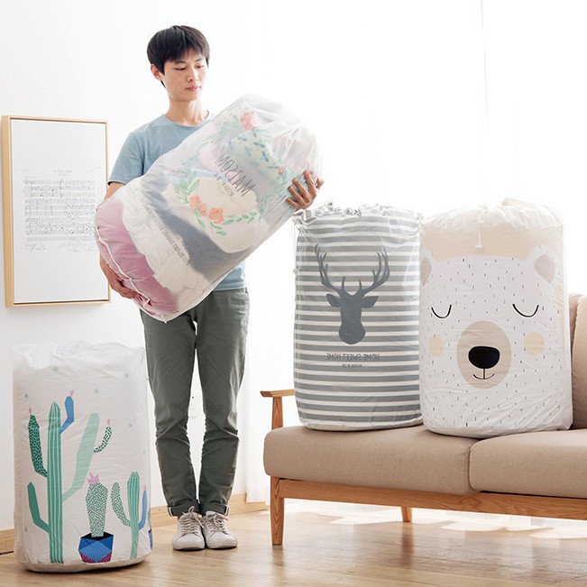 Túi đựng chăn màn quần áo cỡ lớn 135L Họa Tiết loại cao cấp chống ẩm mốc