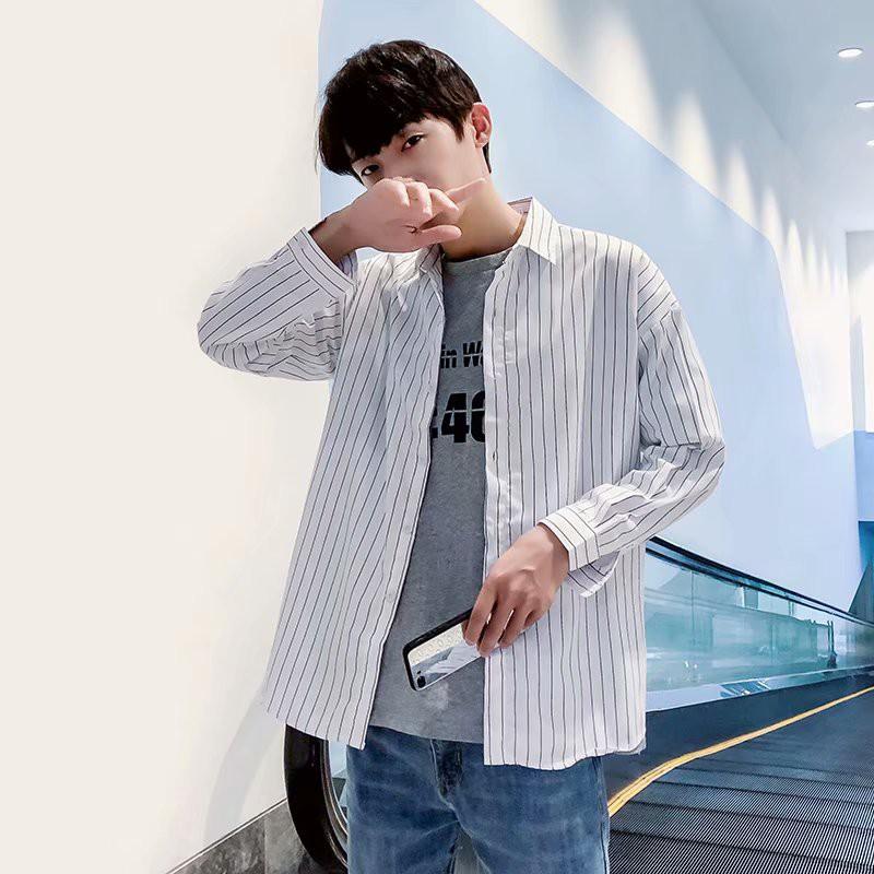 Áo sơ mi nam tay dài họa tiết sọc thời trang phong cách