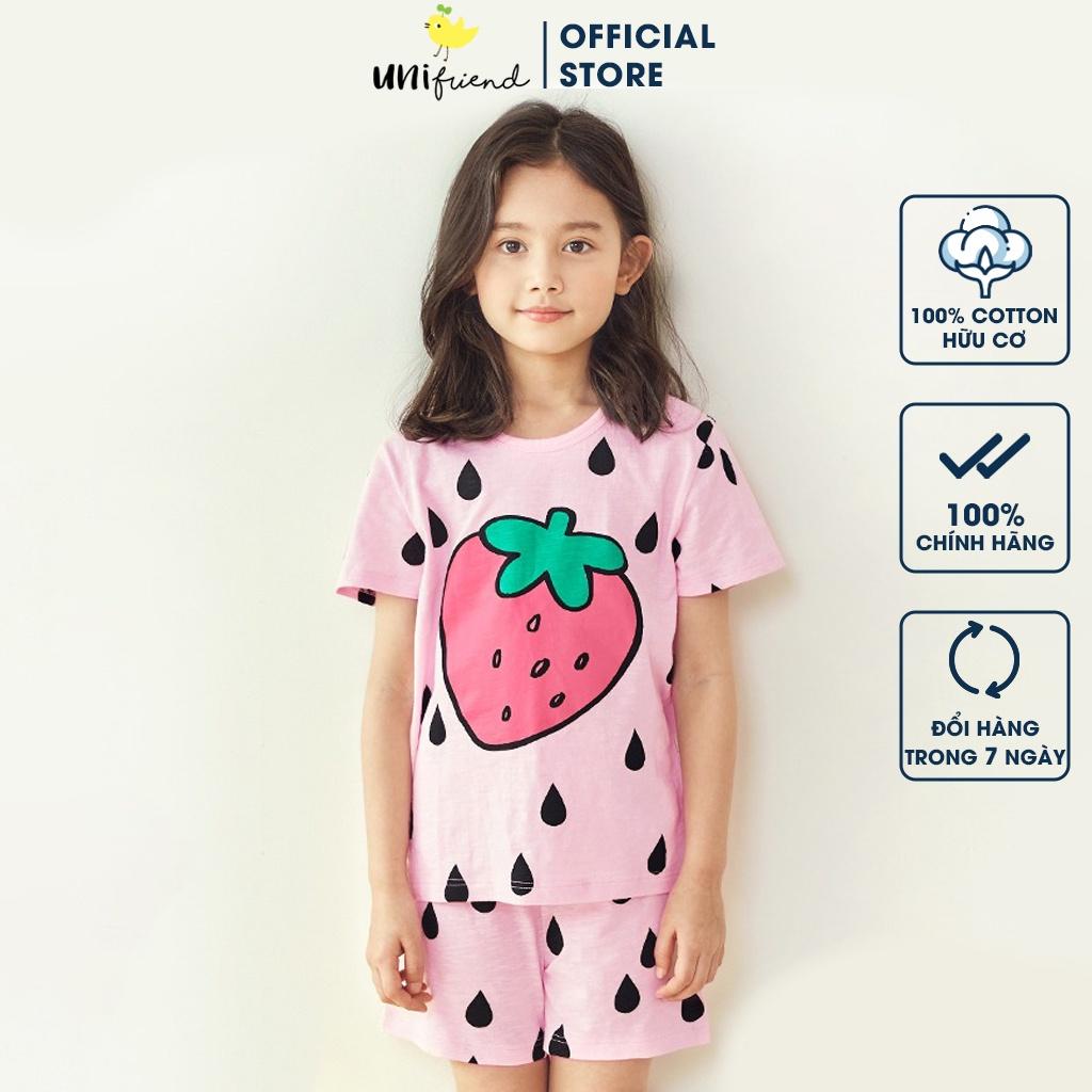 Bộ đồ ngắn tay mặc nhà cotton mịn cho bé gái U3027 - Unifriend Hàn Quốc, Cotton Organic