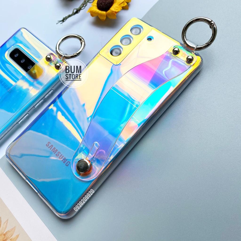 Ốp Lưng Đa Sắc Đính Dây Xỏ Tay Cho Dòng Samsung Galaxy S21Ultra , S21 Plus , S20 Ultra , S20 Plus , S10 Plus