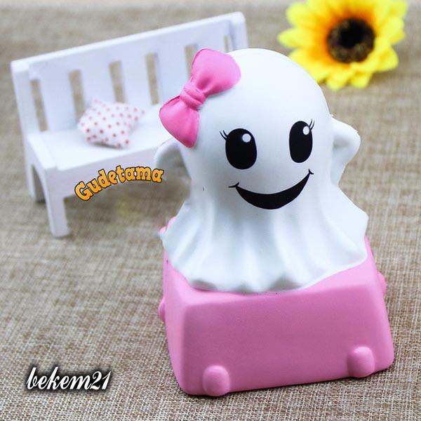 SQUISHY BÚP BÊ ĐEO NƠ HỒNG TẶNG KÈM BAO BÌ GHOST- SQUISHY MA HỒNG ĐÁNG YÊU