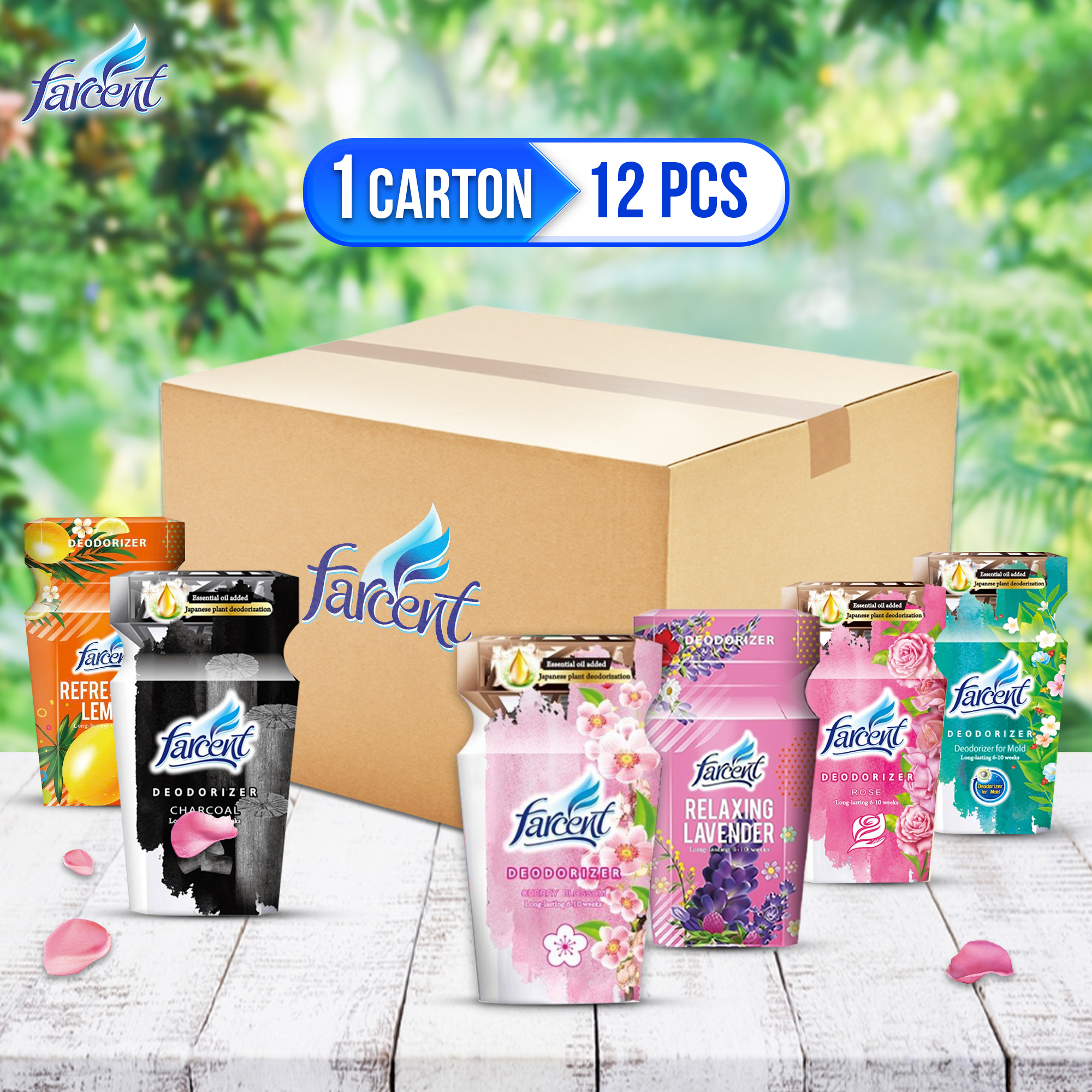 THÙNG 12 Hộp toả hương khử mùi thanh lọc không khí Farcent hương dịu nhẹ 300ml