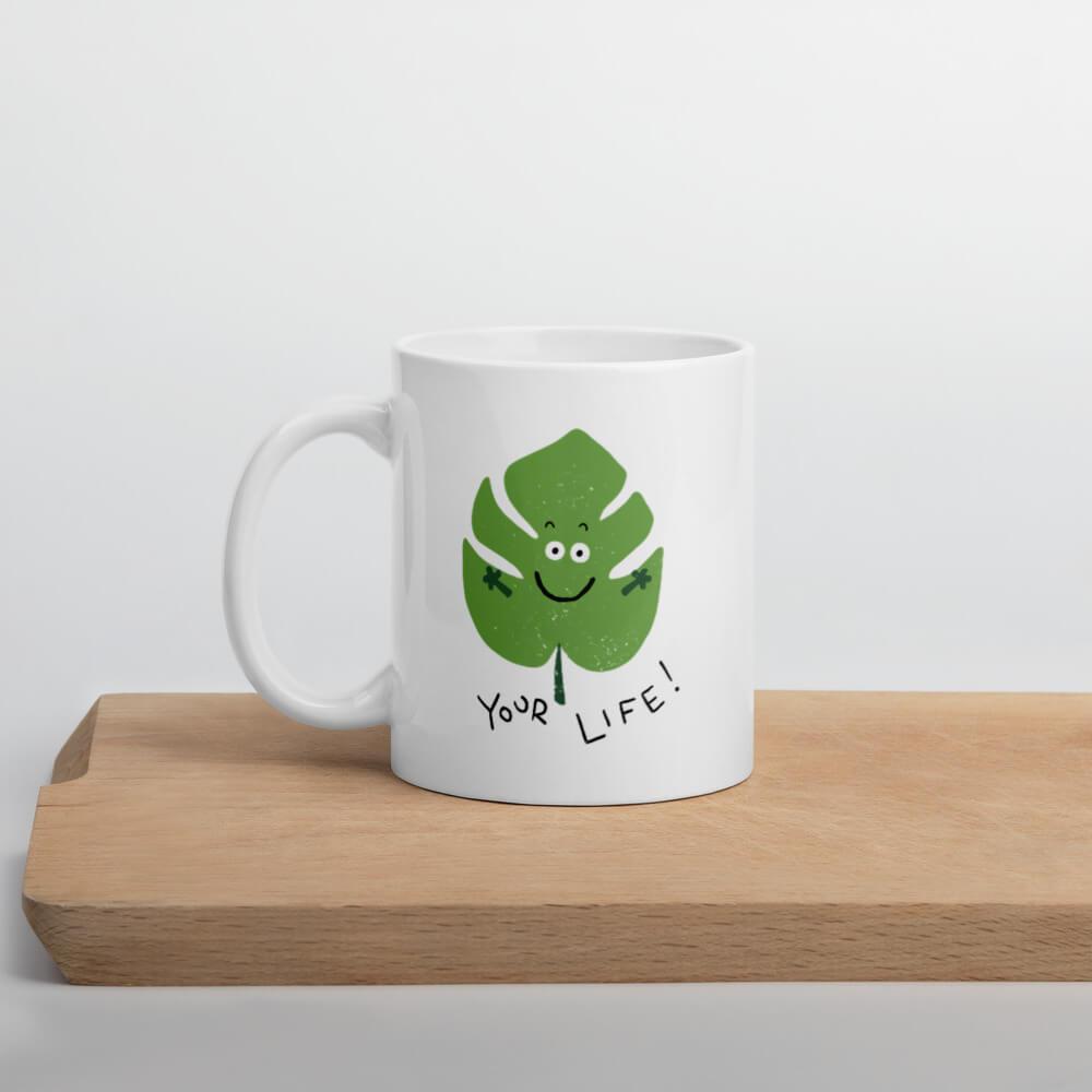 Cốc sứ hình lá dễ thương Leaf Your Life