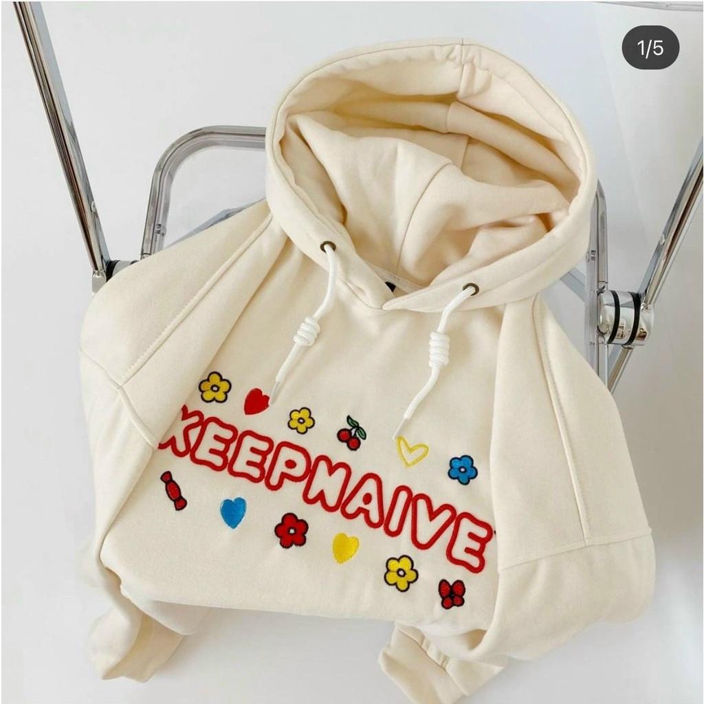 Áo KHOÁC Hoodie KEEPNAIVE Ulzzang Unisex Áo khoác hoodie zip chất liệu nỉ có mũ dài tay khoá kéo