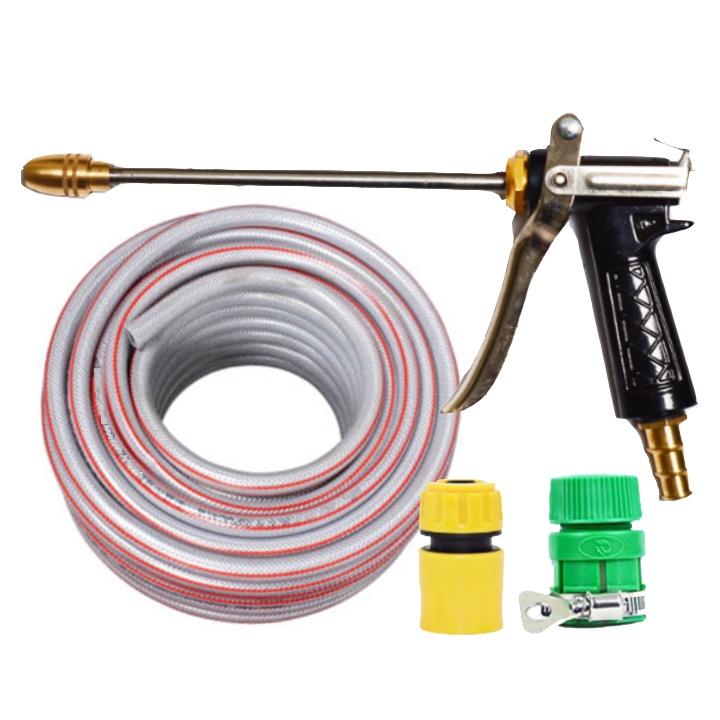 Rửa xe tưới cây Bộ dây và vòi xịt tăng áp lực nước 300% loại 30m cút nhựa,nối nhựa 206318