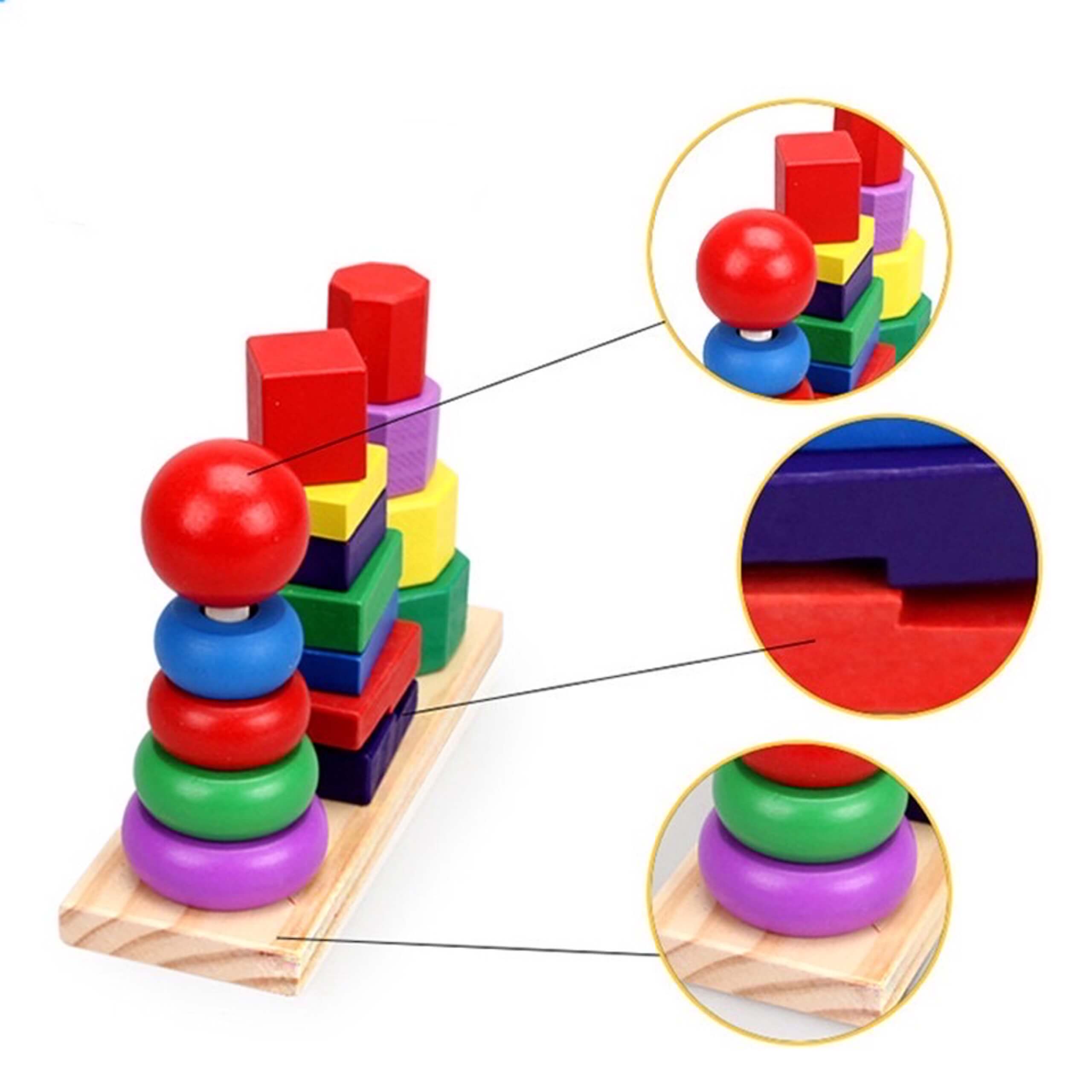 Đồ chơi tháp xếp chồng gỗ 3 cọc Montessori