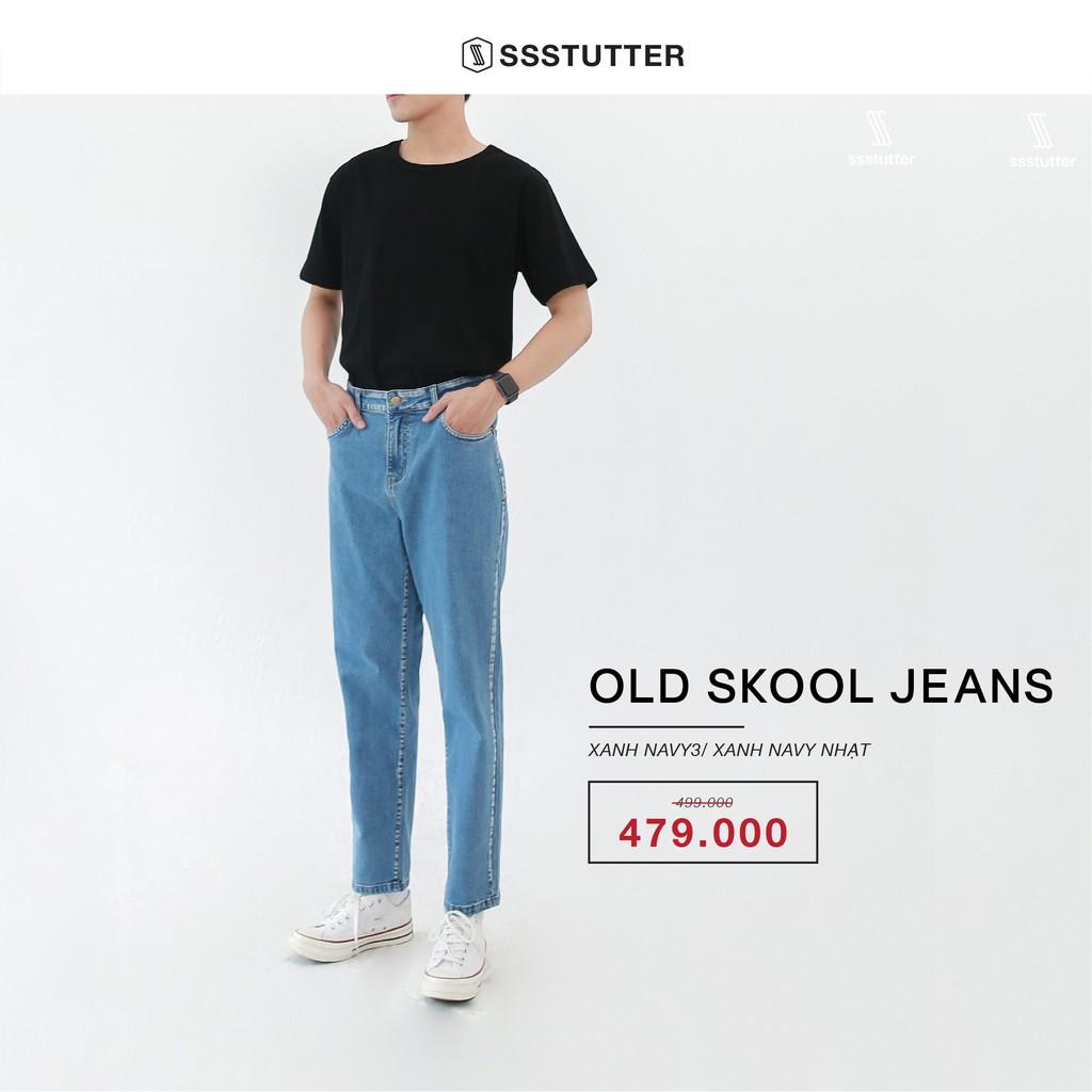 Quần jeans nam dáng suông SSSTUTTER chất liệu cao cấp 2 màu cơ bản old skool jeans
