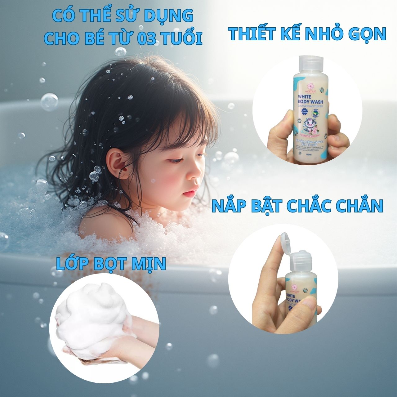 Sữa Tắm Trắng Sáng Da Sữa Bò Tươi Avatar White Body Wash 50mL