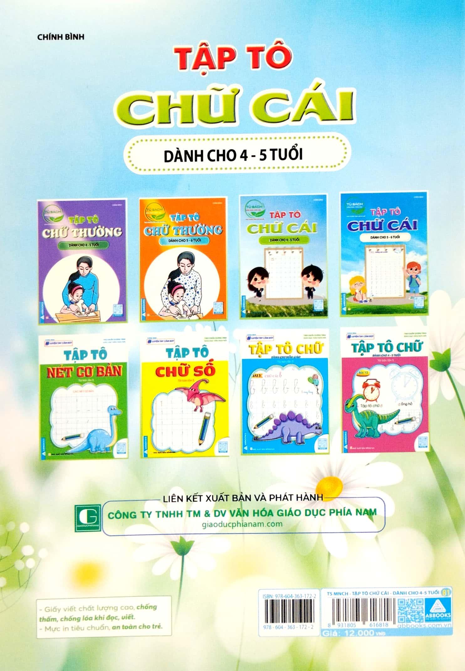 Tập Tô Chữ Cái Dành Cho 4-5 Tuổi (Tủ Sách Mầm Non Chăm Học)