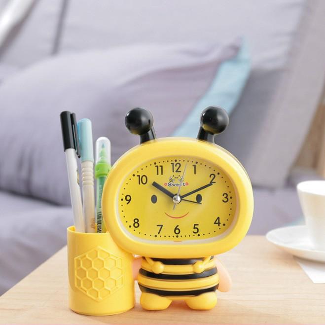Đồng hồ con ong kèm ống cắm bút xinh xinh cho bé đủ màu, ống cắm bút để bàn