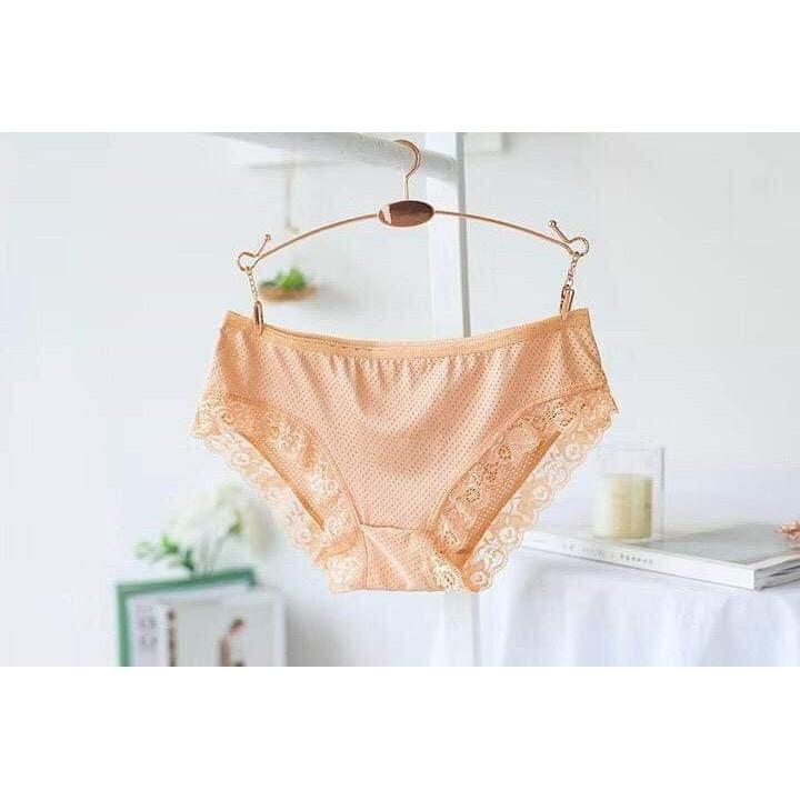 Lố 10 quần lót cotton viền ren chất thông hơi 6033