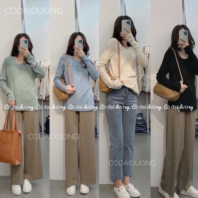 Áo len cúc lệch