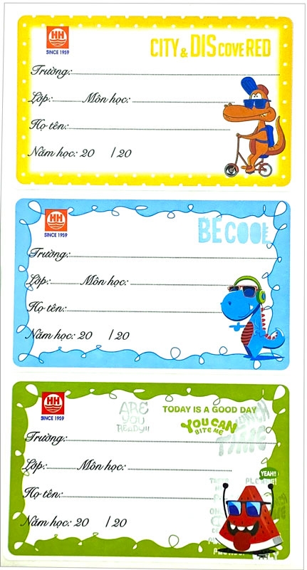 Bộ 3 Nhãn Vở Cool 8 Tờ x 3 (24 Nhãn Vở)