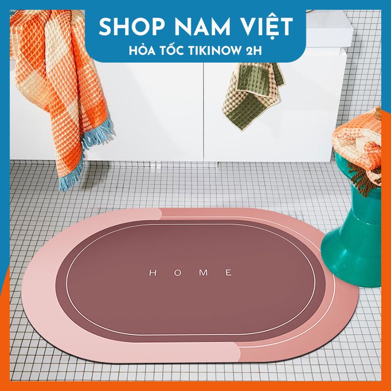 Thảm Nhà Tắm, Nhà Bếp Siêu Thấm Nước, Chống Trơn Trượt Tối Giản, Hiện Đại Navivu - Oval Hồng - 40Cm X 60 Cm