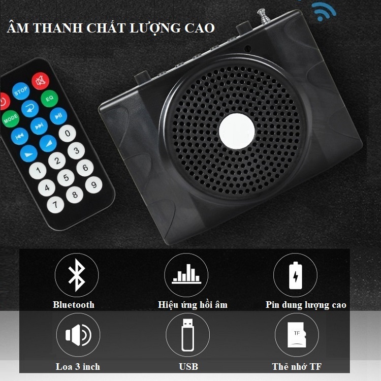 Loa Mic Trợ Giảng Q5 - Đài FM ( kích thước nhỏ gọn tiện lợi mang theo bên mình -Pin lithium dung lượng cao 1800mAh)