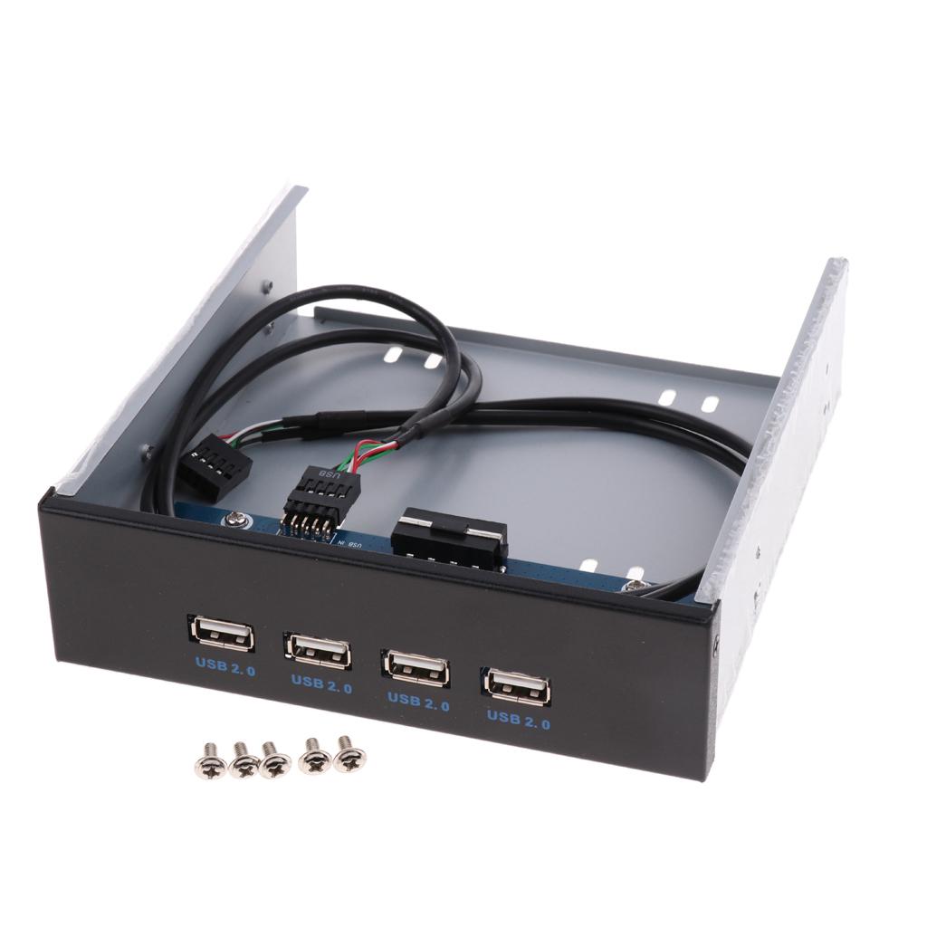 USB 2.0 Front Panel Hub 4 Port Expansion Bay 9Pin to USB2.0 Bracket Adapter