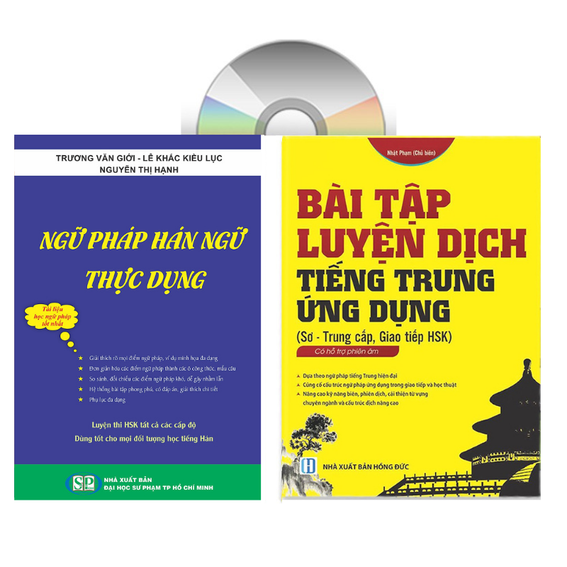 Sách - combo: Ngữ Pháp Hán Ngữ Thực Dụng +Bài tập luyện dịch tiếng Trung ứng dụng +DVD tài liệu