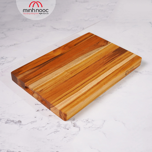 [Chính hãng] Thớt gỗ Teak ghép ngang, hình chữ nhật 20x30x2,5 cm - MSP CG01. Dùng cắt, thái, khay trưng bày thực phẩm.