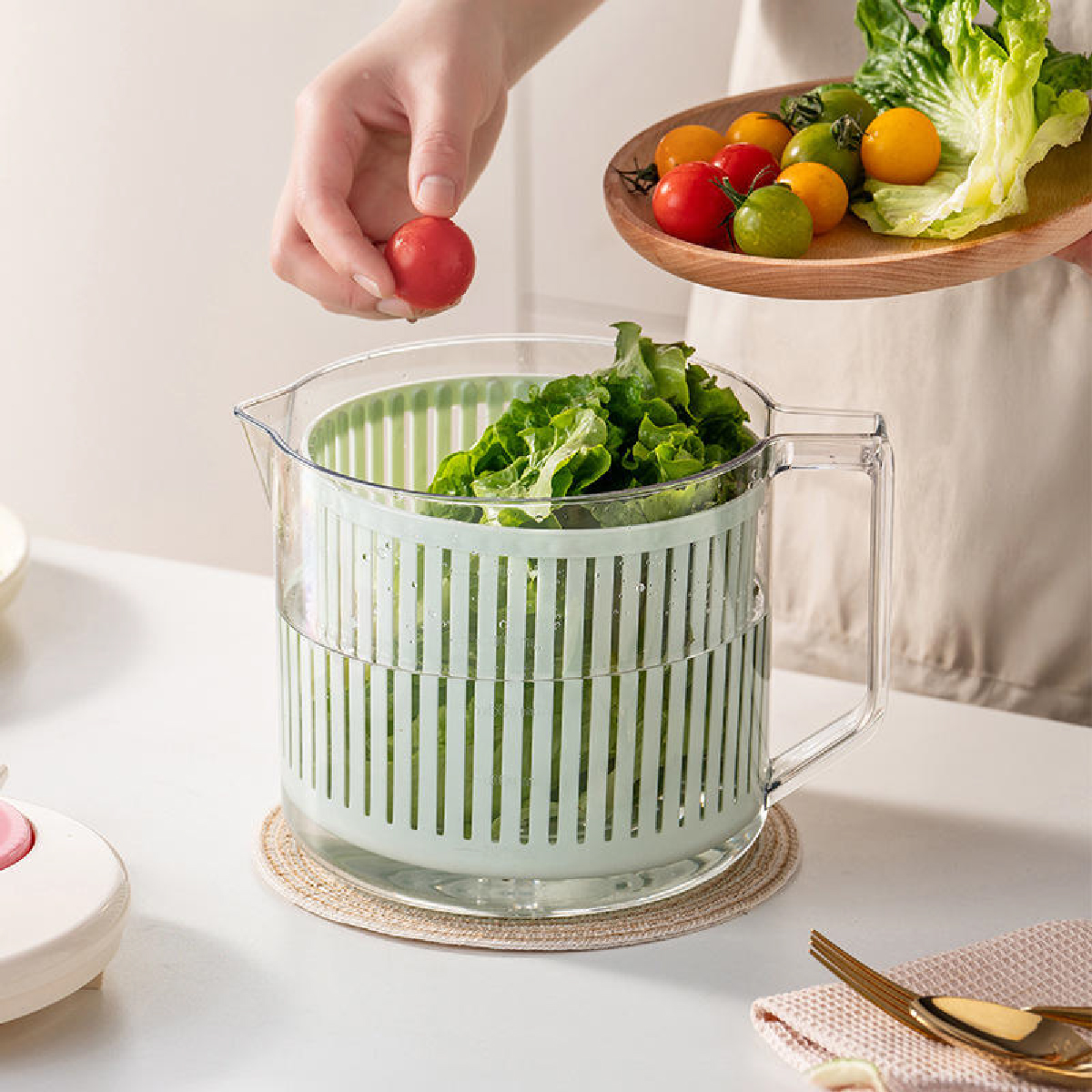 Rổ quay rau Lebenlang RR01, rổ quay rau củ quả 2.5L, rổ rửa rau đa năng nhựa pp cao cấp - hàng chính hãng