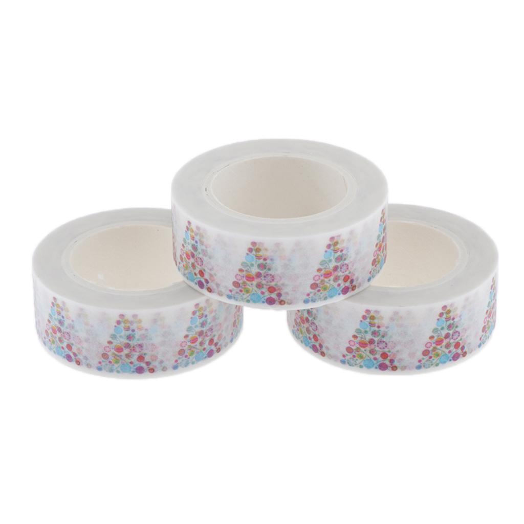 3 Rolls 15mm Xmas Washi Tape Set, Cartoon Washi Masking Decorative Tapes for DIY Decor Planners Scrapbooking Adhesive Sticker Tapers/Party Supplies