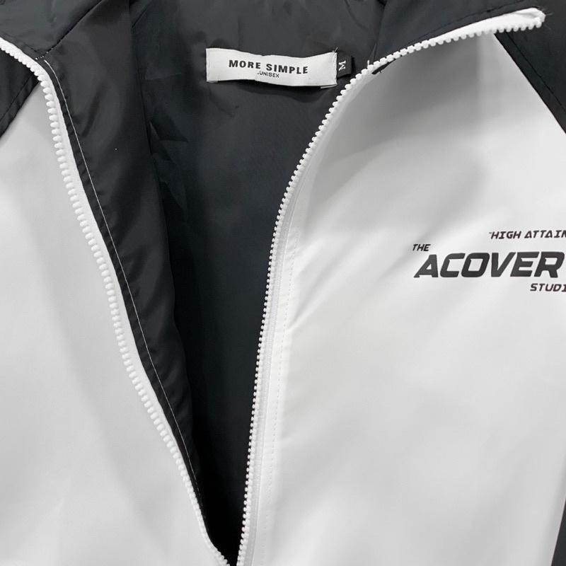 Hình ảnh Áo Khoác Dù 2 lớp Form Rộng ACOVER - SWEEDER màu TRẮNG Nam Nữ Unisex Áo Jacket dây kéo Ulzzang