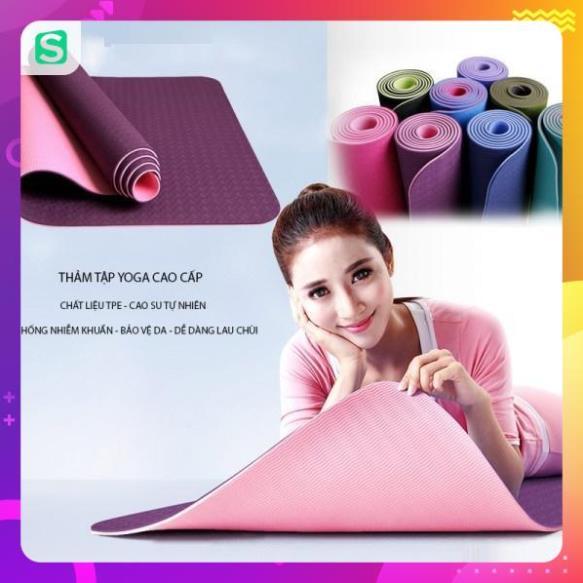 Thảm tập yoga 2 lớp - dụng cụ tập yoga cao cấp - thảm tập yoga chống trơn trượt