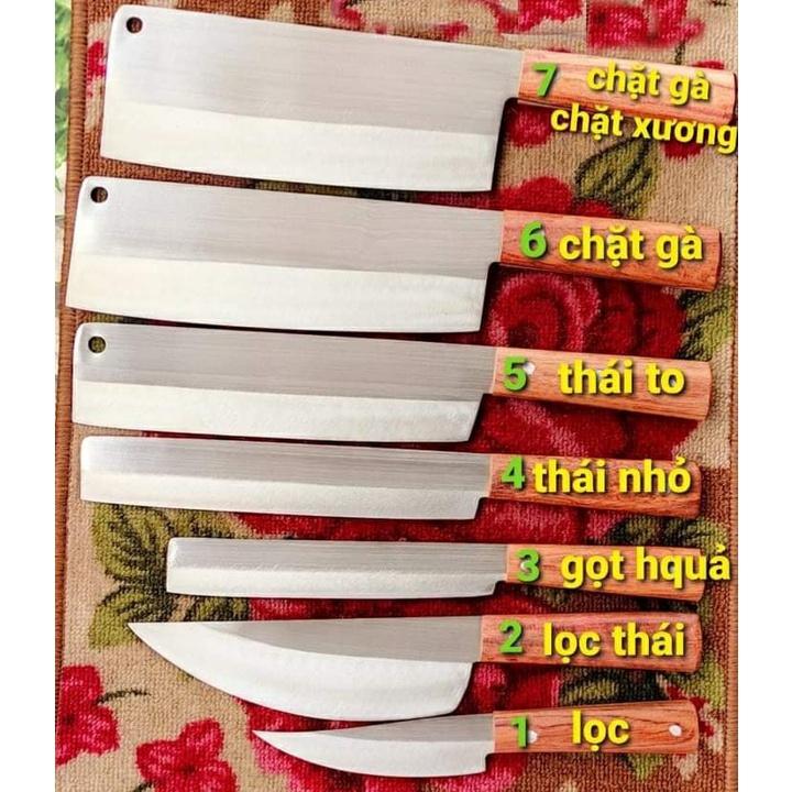 Combo bộ 4 dao- chuôi gỗ hương - Thép trắng nhật không gỉ