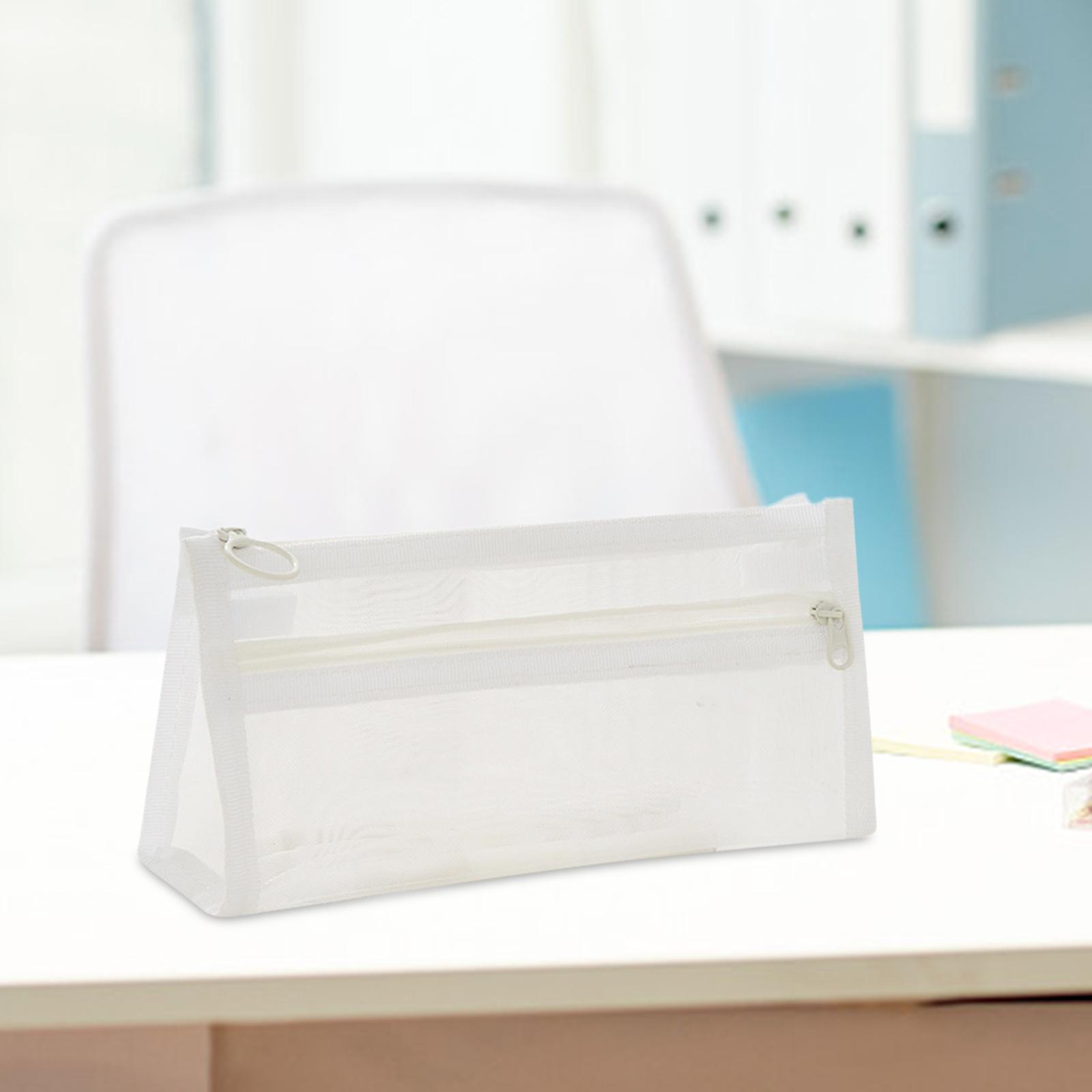 Pen Bag with Zipper Clear Pencil Case Stationery Organizer Holder Pen Case Makeup Bag Exam Pencil Bag Pencil Storage Pouch for Office Travel