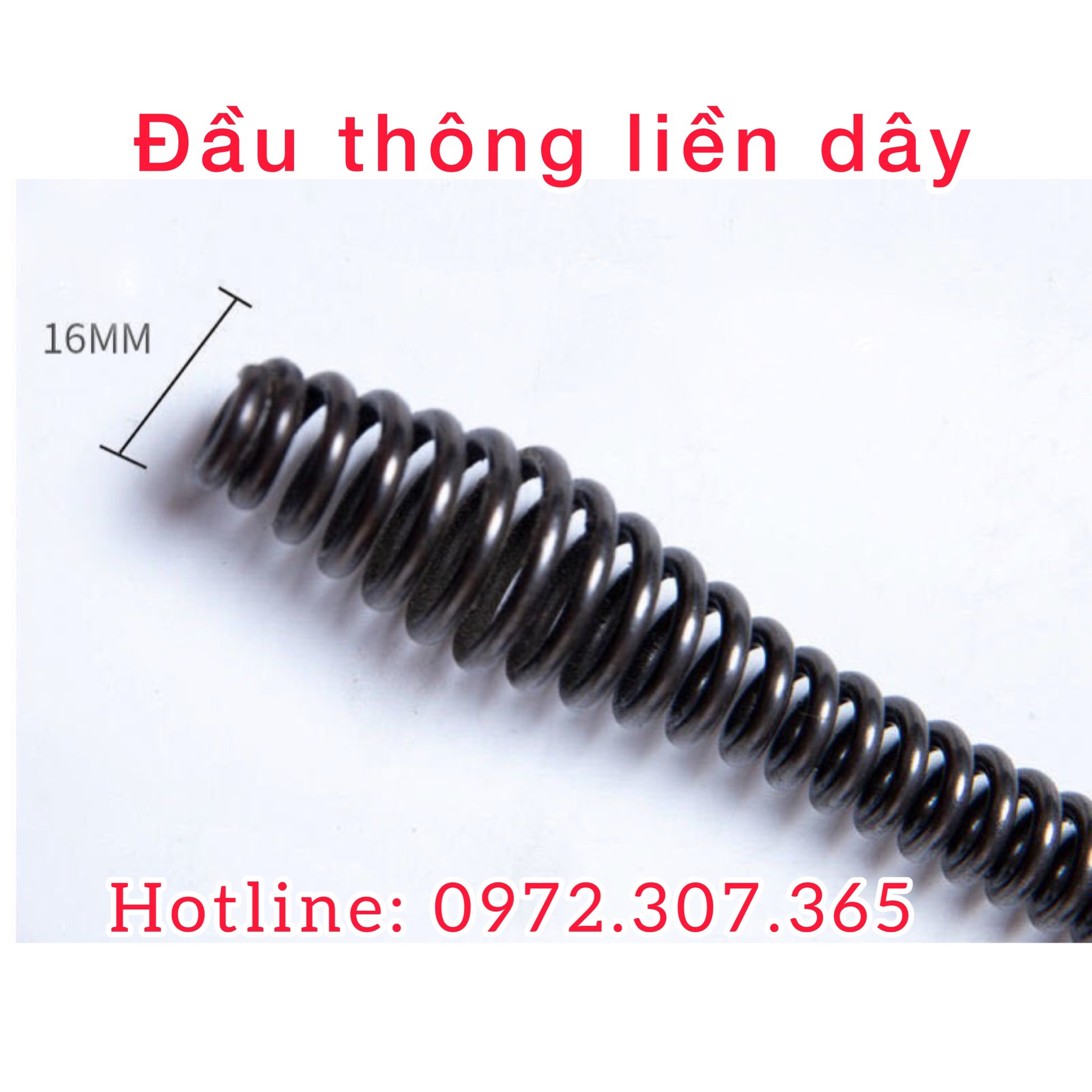 Dây thông tắc cống Ф10, dây thông nghẹt cống dùng cho máy khoan dài 5m dây lò xo + 1 đầu kết nối máy khoan