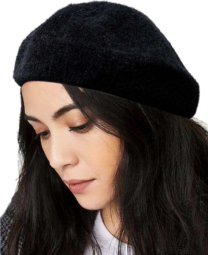 Mũ len nữ thời trang cao cấp màu đen EH44-1