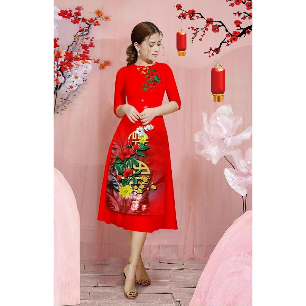 Áo dài cách tân lụa in 3D