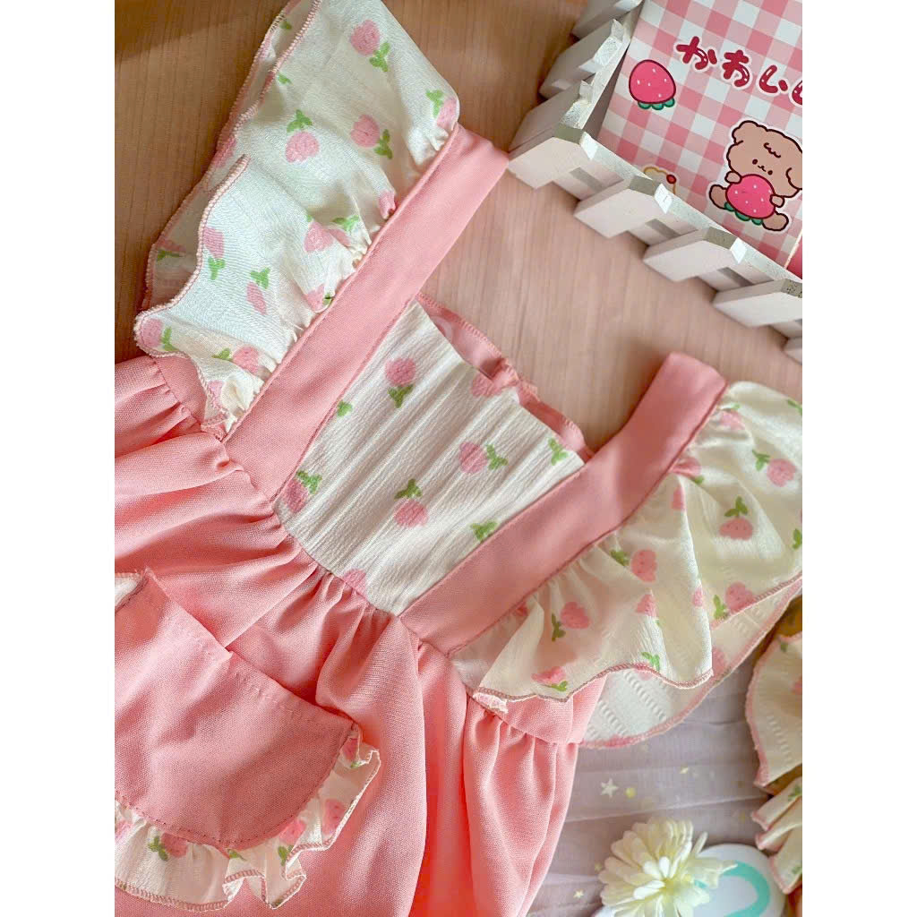 SET BODY DẬP LY TÚI VIỀN REN GIẢ YẾM HỒNG CHO BÉ GÁI SƠ SINH 1 2 TUỔI
