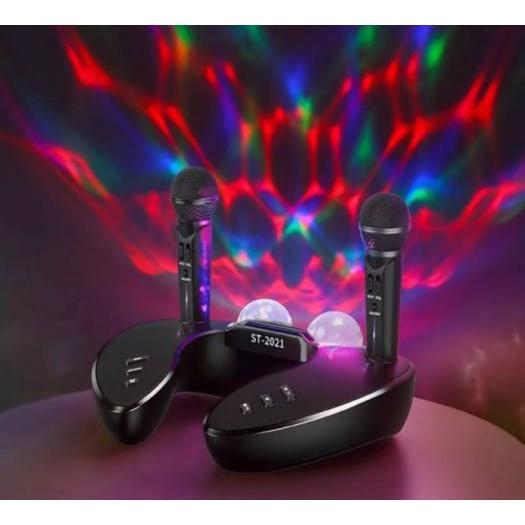 Loa Karaoke Bluetooth 5.0 ST-2021 Kèm 2 Micro Có Đèn Led Vũ Trường Cực Hay