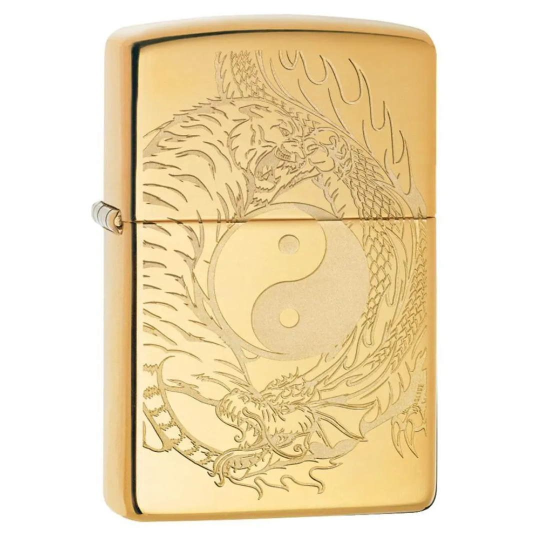 Bật Lửa Zippo Chính Hãng Tiger and Dragon Design - Khắc Hổ Và Rồng Âm Dương Chất Liệu Cao Cấp