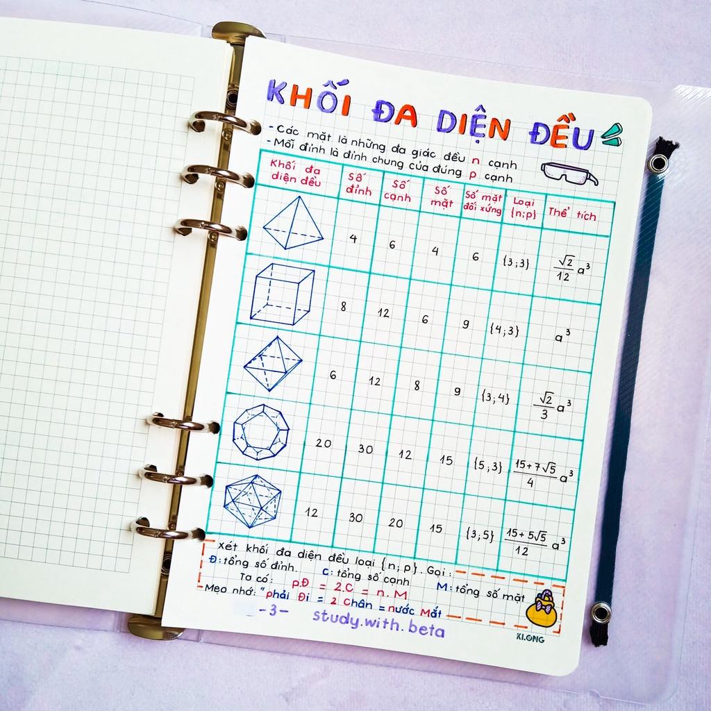 Sổ takenote toán 12, sổ tay ghi chép toán 12 giúp học tốt toán 12, sổ lò xo kép Beta, sổ còng sắt Binder Study with Beta