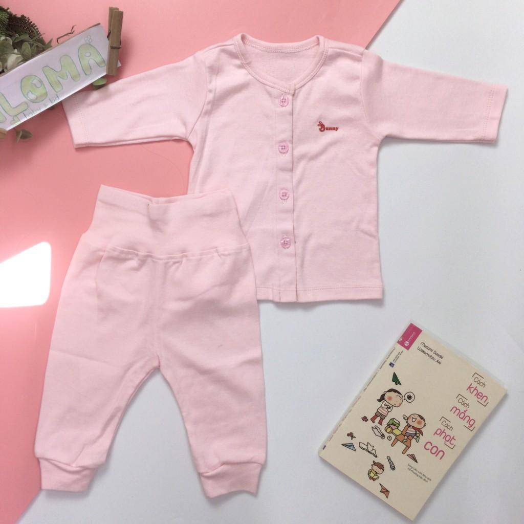 Bộ sơ sinh dài tay chất thun cotton xuất dư mềm - co giãn - quần lưng cao ấm bụng cho bé từ 7-10kg