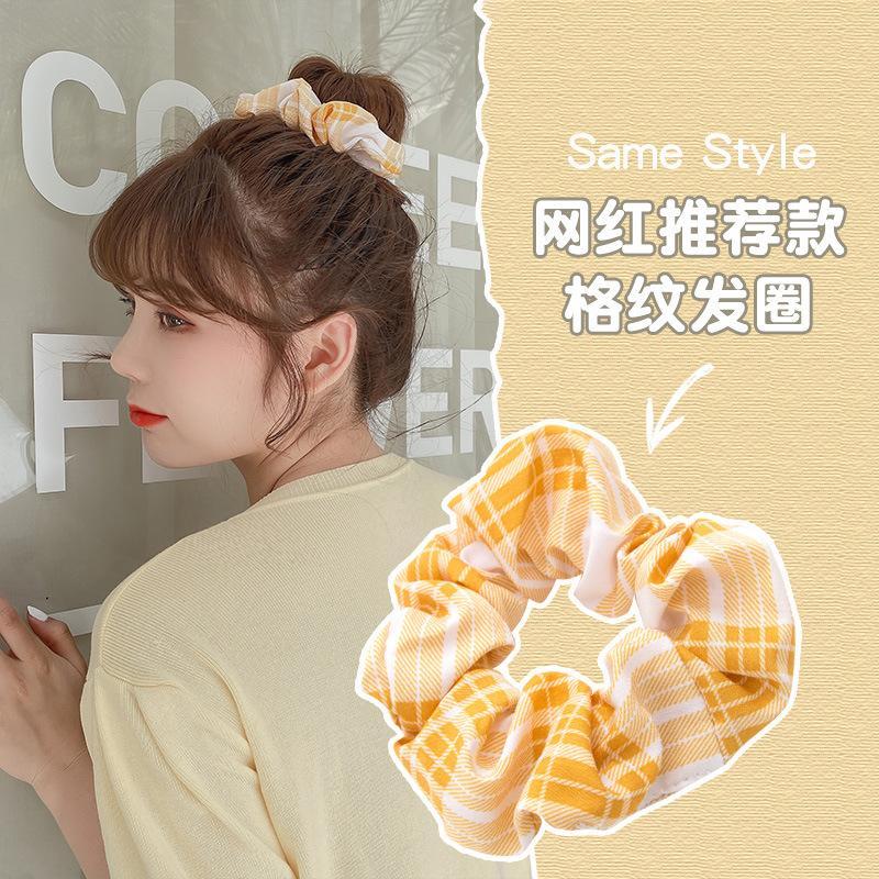 Dây cột tóc hoa lá màu sắc, caro, scrunchies hoa nhí xinh xắn, buộc tóc