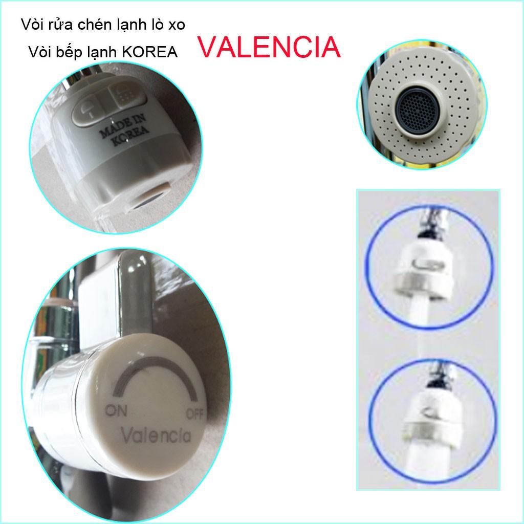 Vòi lạnh rửa chén bát Valencia KAG-KB08, vòi cần bẻ Valencia Korea gắn chậu lò xo nước mạnh sử dụng tốt