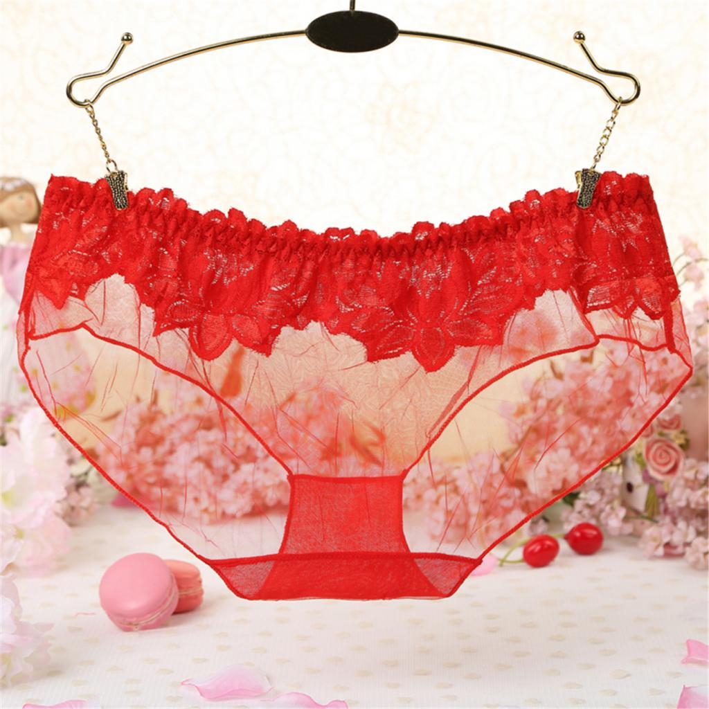 Women's Solid Sheer Mesh Panties Stretchy Low Rise Briefs Underwear Lingerie