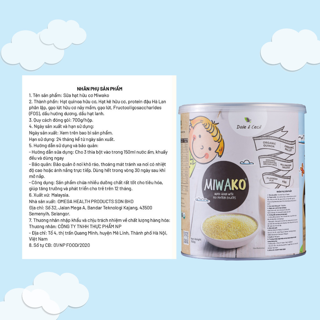 Sữa Hạt Miwako A+ Vị Vani 700g, Miwako Vị Gạo 700g &amp; Miwakoko Túi 300g Nhập Khẩu Malaysia Cho Bé Dị Ứng Đạm Bò Phát Triển Trí Não Và Chiều Cao