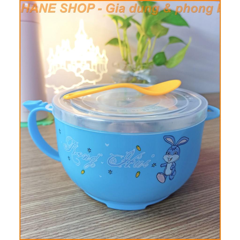 Ca ăn mì_/ Tô giữ nhiệt có nắp và quai cầm chống nóng tiện dụng size 14cm hình hoạ tiết xinh xắn nhiều màu