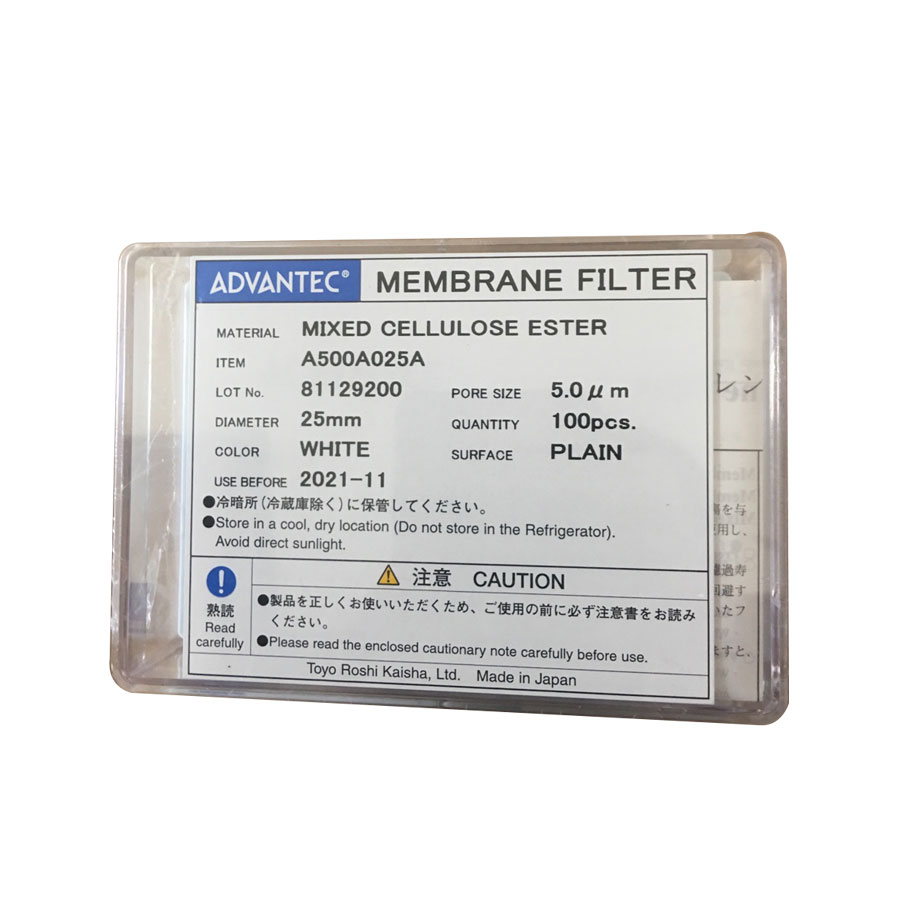 Màng lọc MCE tiệt trùng, kích thước lỗ lọc 5.0um, đường kính: 25mm