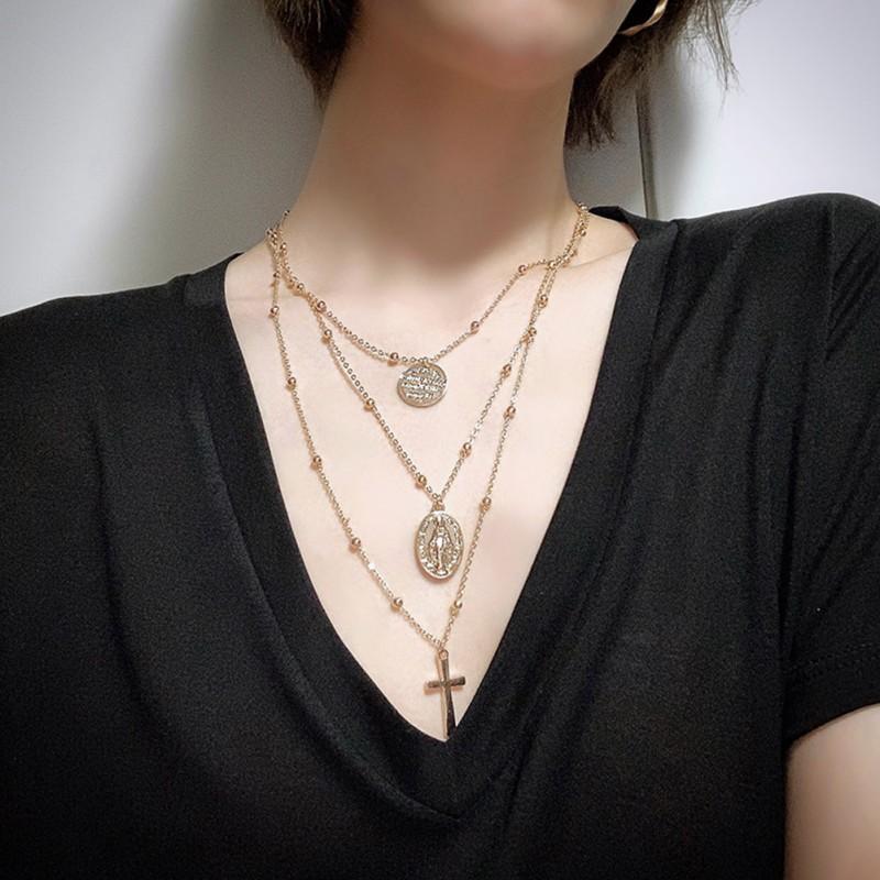 Dây Chuyền Nhiều Lớp Mặt Đồng Xu Thời Trang Cho Nữ