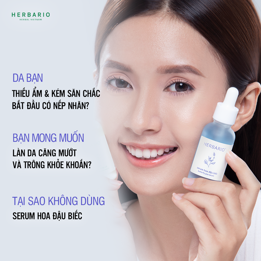 Serum Hoa Đậu Biếc Herbario 30ml ngăn ngừa lão hóa thuần chay