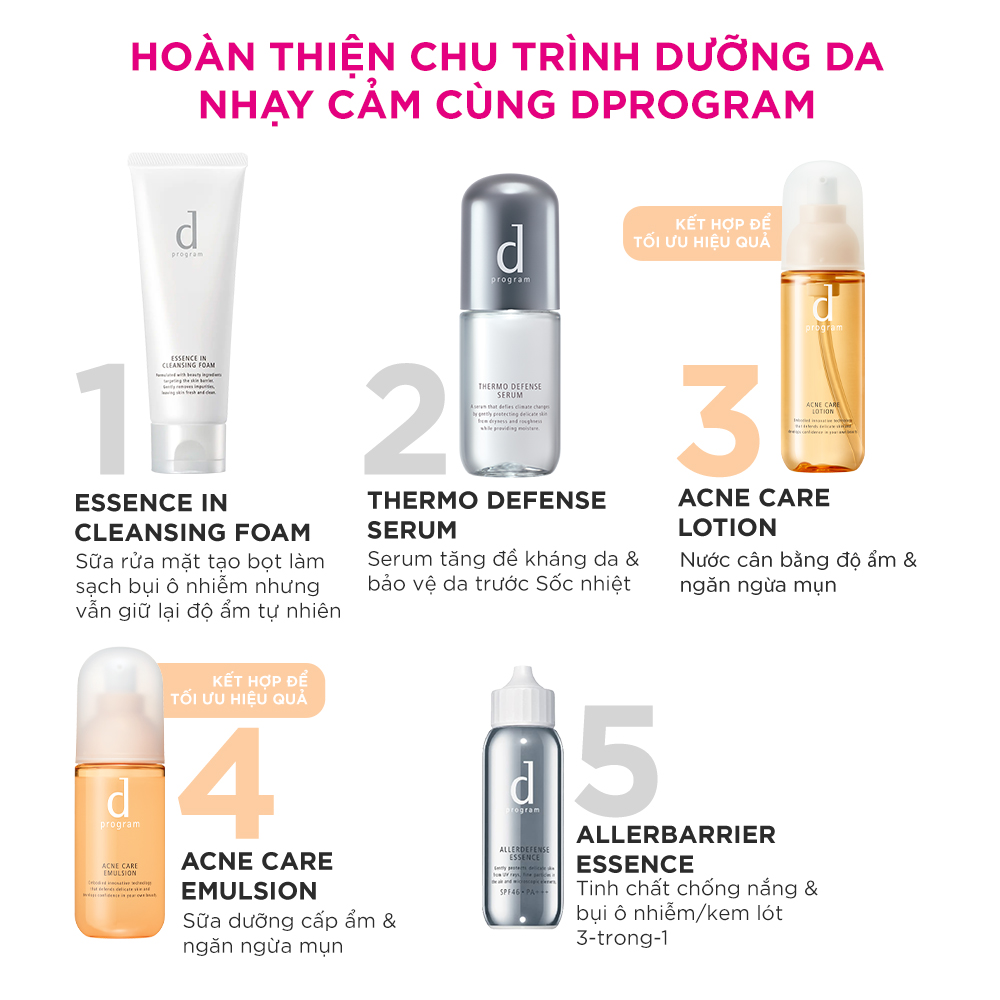 Bộ Sản Phẩm Cho Da Mụn Nhạy Cảm d program Acne Care (Nước Cân Bằng 125ml + Sữa Dưỡng 100ml)