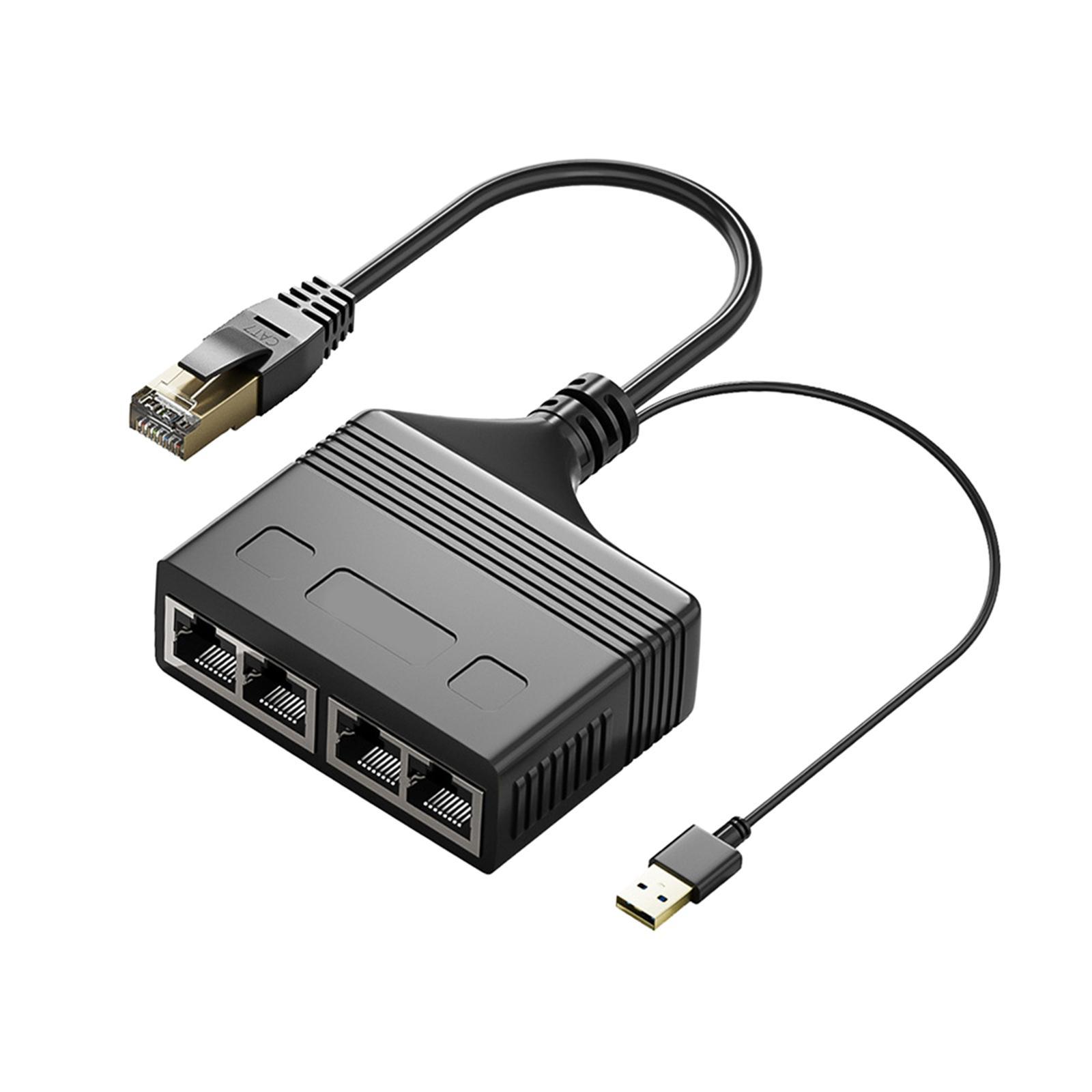 RJ45 Ethernet Splitter Splitter Ethernet Adapter ,Electronics with High Speed ,Network ,1 to 4 Port Ethernet Cable Connector for