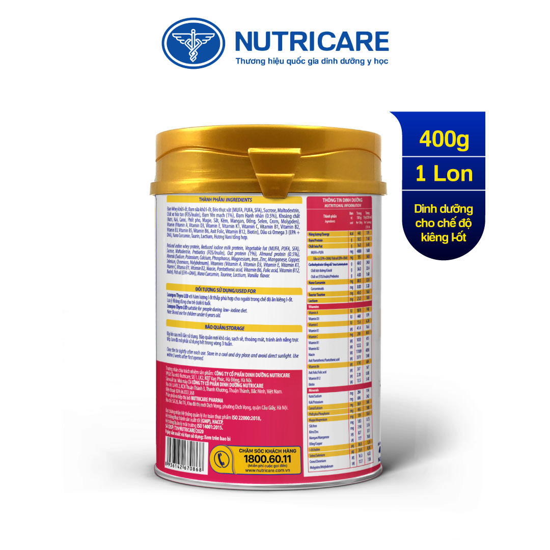 01 lon sữa Leanpro Thyro LID 400g - Sữa dành cho bệnh nhân kiêng I-ốt, cường tuyến giáp