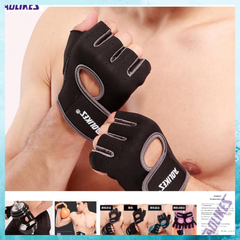 Găng Tay Tập Gym Thể Thao Hở Lưng Al 1678 Thoáng Khí, Bảo Vệ Bàn Tay Chống Trượt