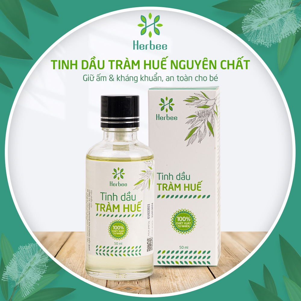 Tinh Dầu Tràm Herbee , Dầu Tràm Nguyên Chất, Giữ Ấm Cơ Thể Khi Trời Lạnh, Chiết Xuất 100% Từ Lá Tràm Gió Huế