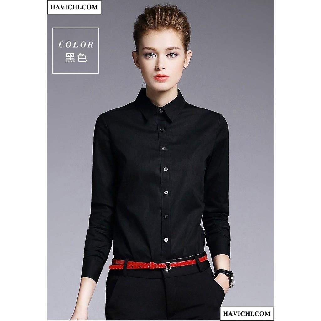 Áo sơ mi nữ đen  - Sơ mi nữ đen công sở sang trọng thoáng mát, không nhăn, dễ ủi.
